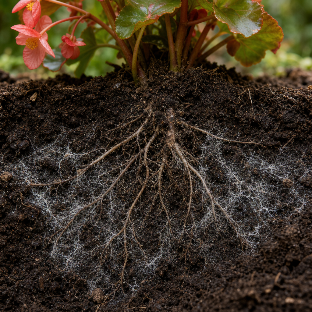 Begonias with hidden underground roots