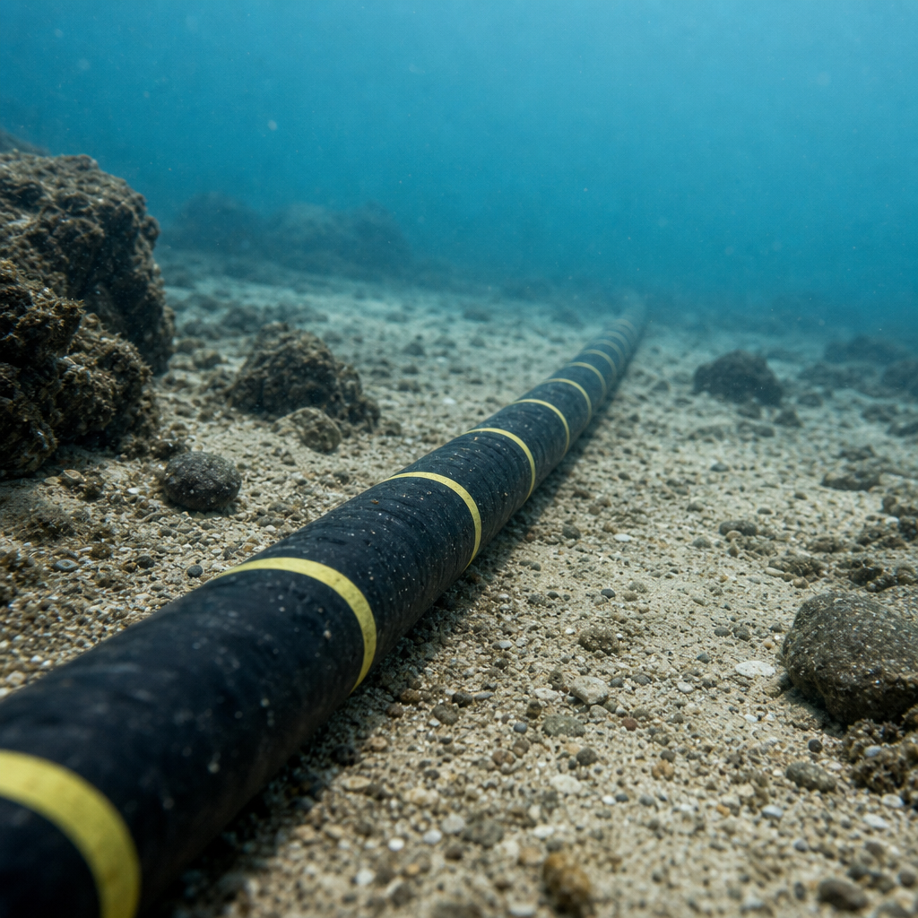 Underground fiber optic cables in ground