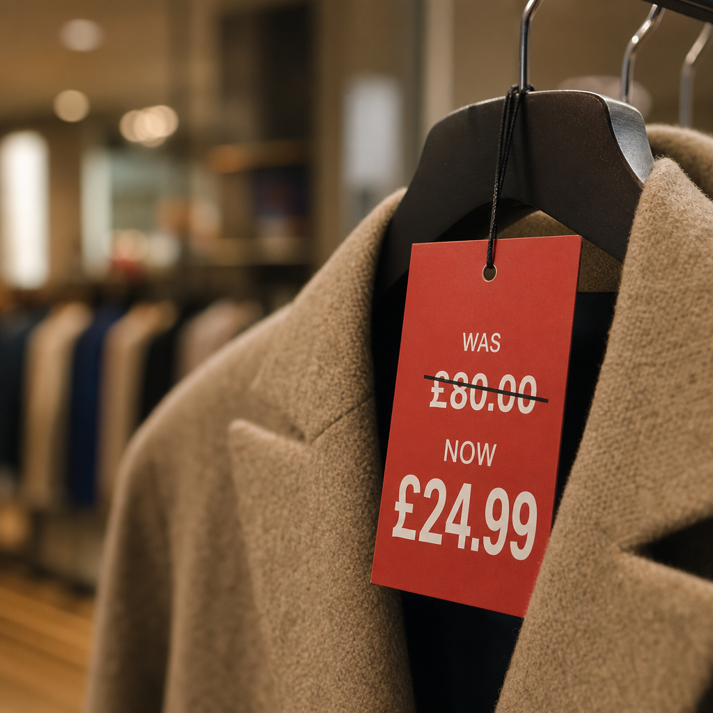 Fake sale sign with crossed out price