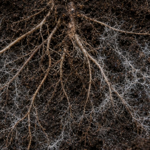 Begonias with hidden underground roots — detail