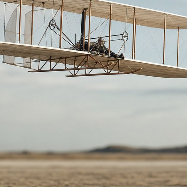 Wright brothers' aircraft in flight — detail
