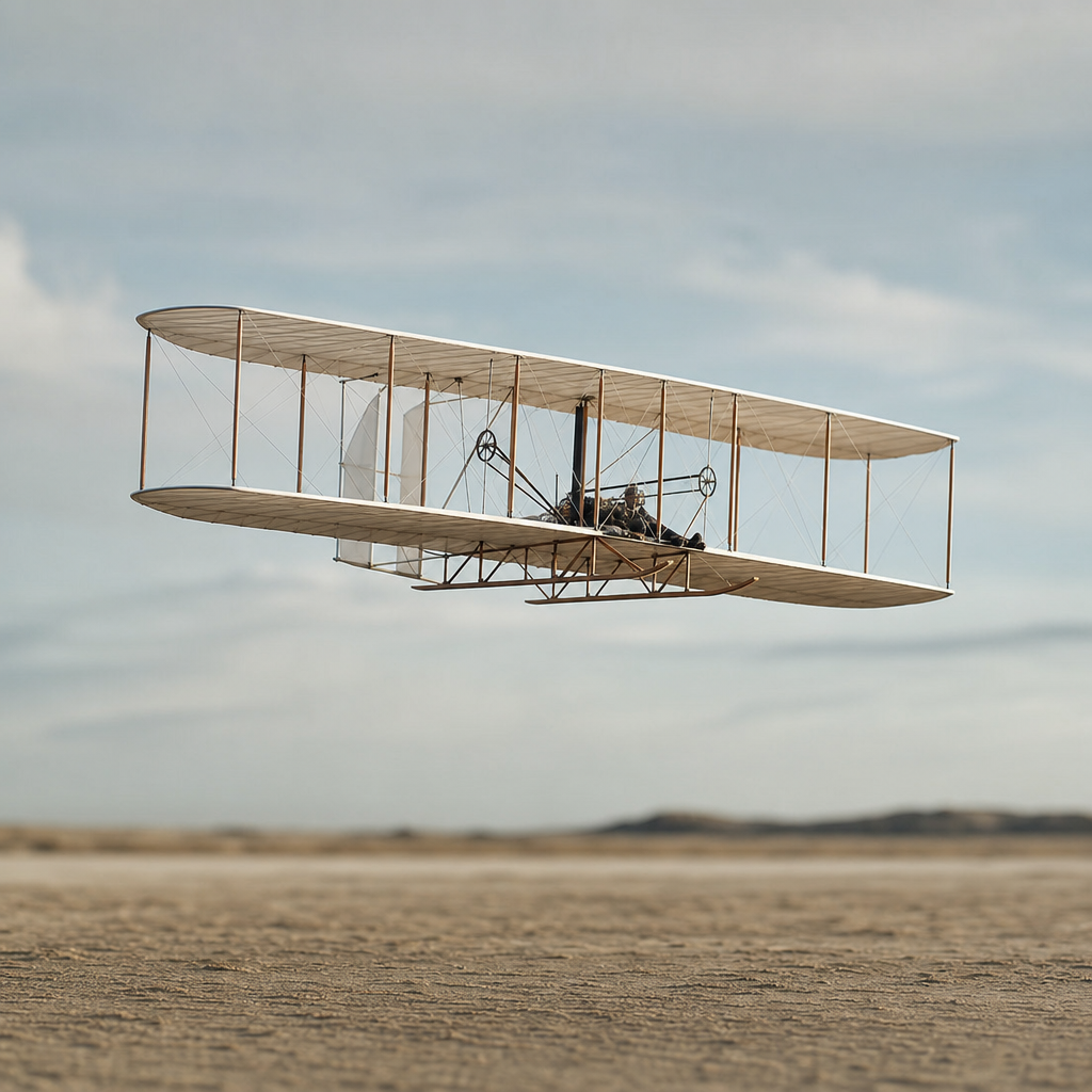 Wright brothers' aircraft in flight