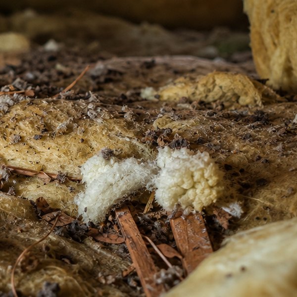 Insulation and debris in attic space — detail