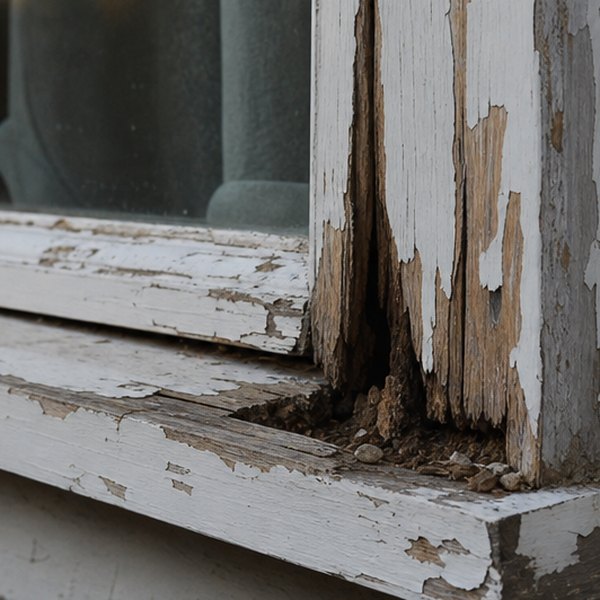 Deteriorating window frame — detail