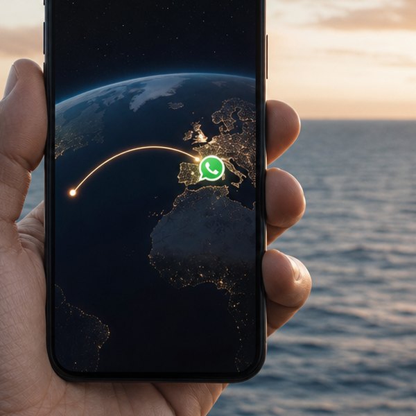 WhatsApp message crossing Atlantic Ocean — detail